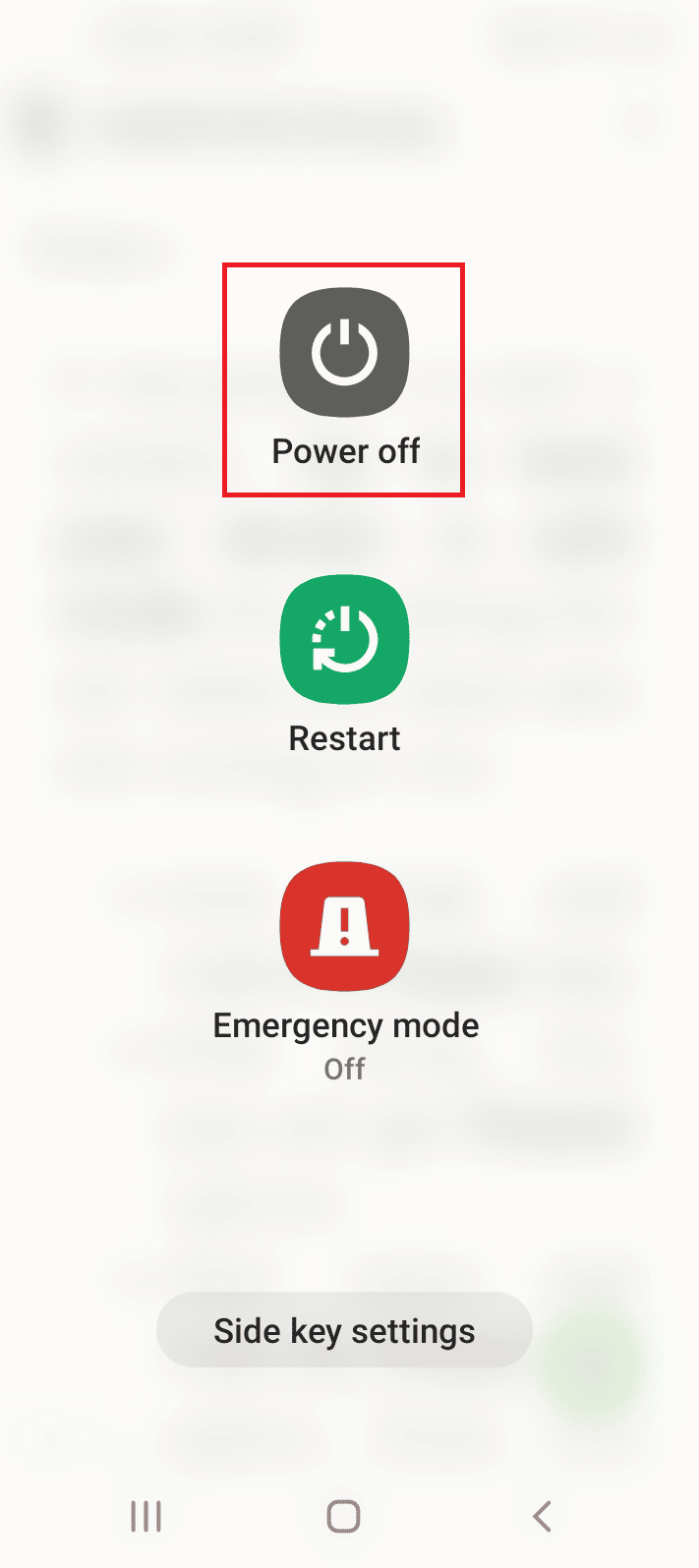 tap on the Power off option