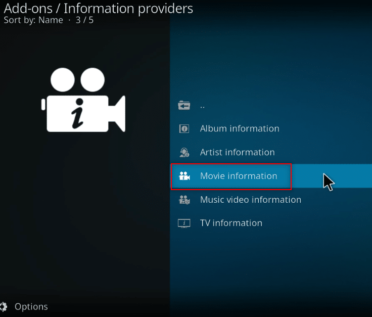 Look for Movie information in the menu and select it