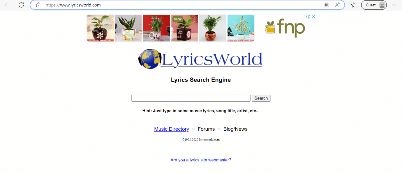 lyricsworld web page. How to Identify Songs in YouTube Videos