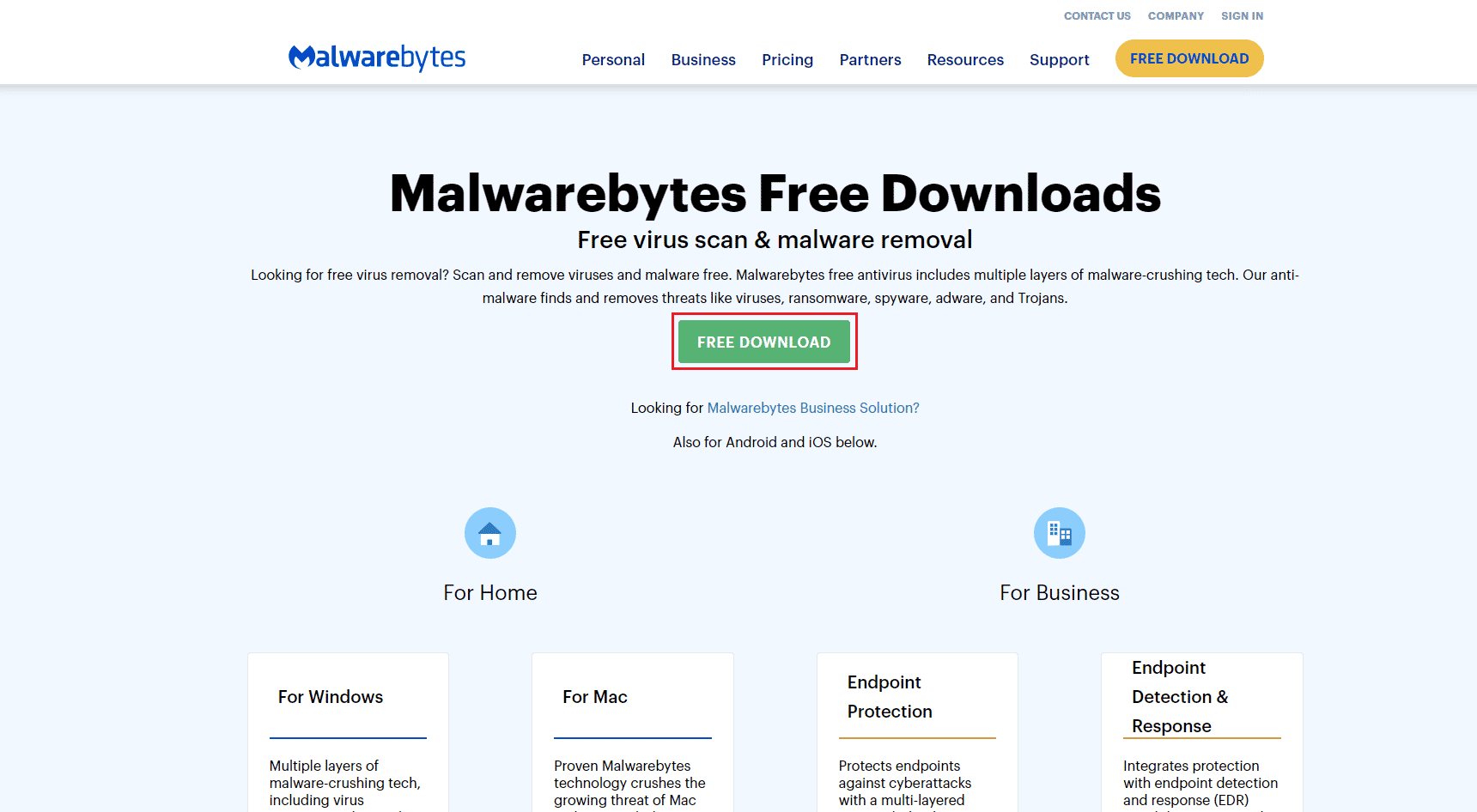 malwarebytes dowload page