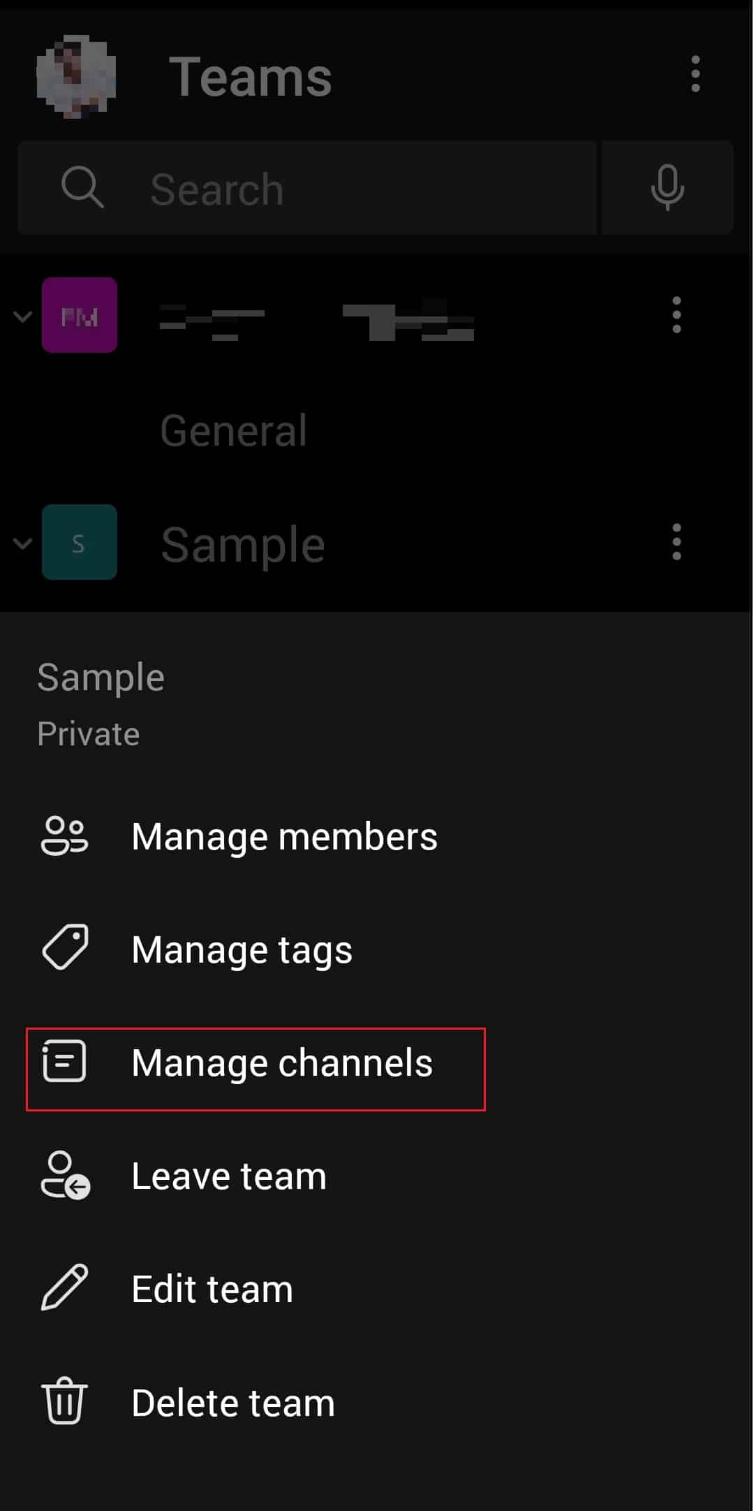 manage channels in Microsoft Teams app