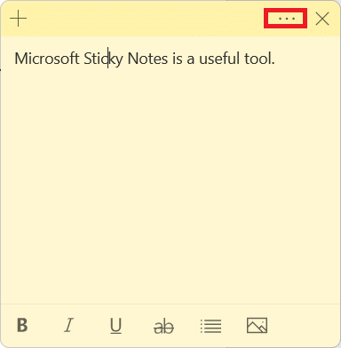 Menu icon in Sticky Notes.