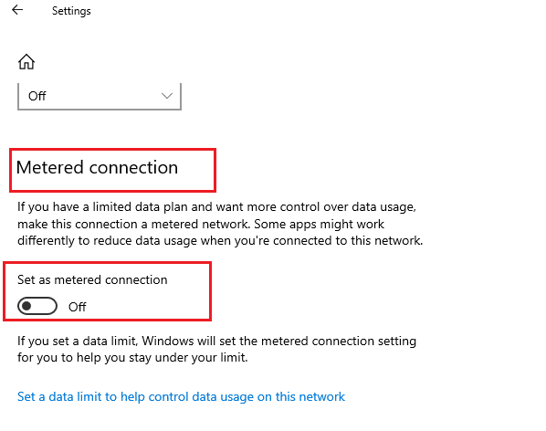 Metered connection option