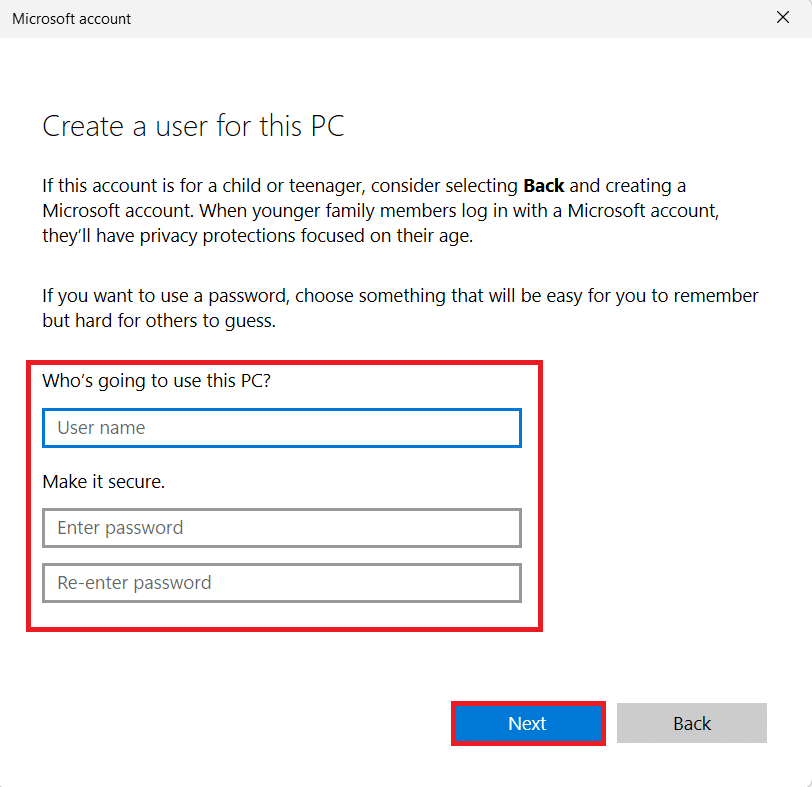 Microsoft Account window