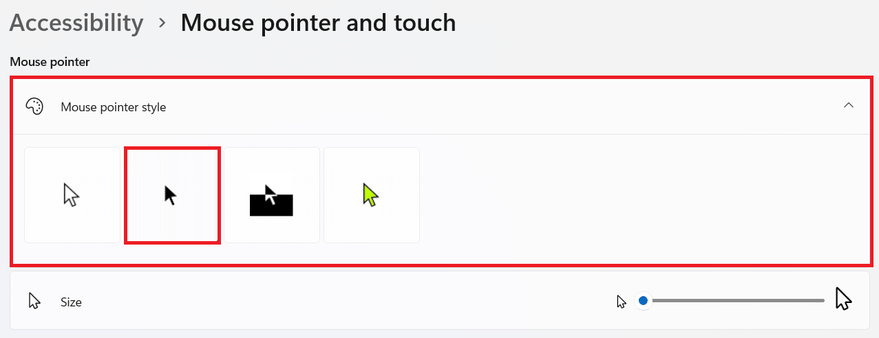 Mouse Pointer styles