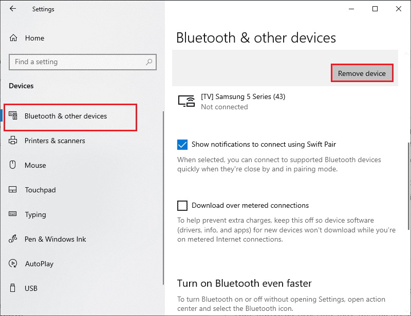 Move to the Bluetooth other devices menu