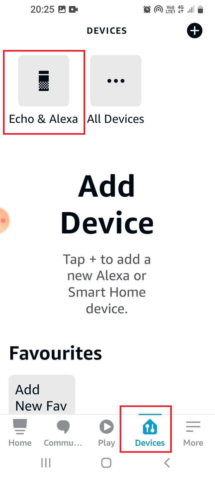Move to the Devices tab and tap on the Echo and Alexa option