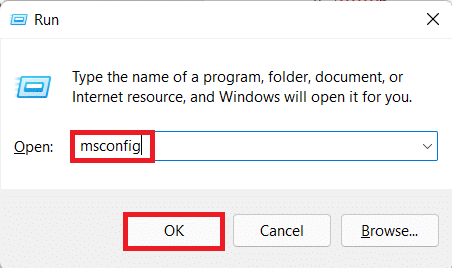 msconfig in the run dialog box | How to boot in Safe mode on Windows 11