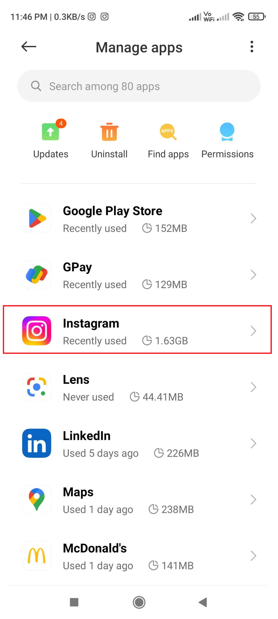 Navigate Instagram and tap on it. | How to Fix User Not Found on Instagram