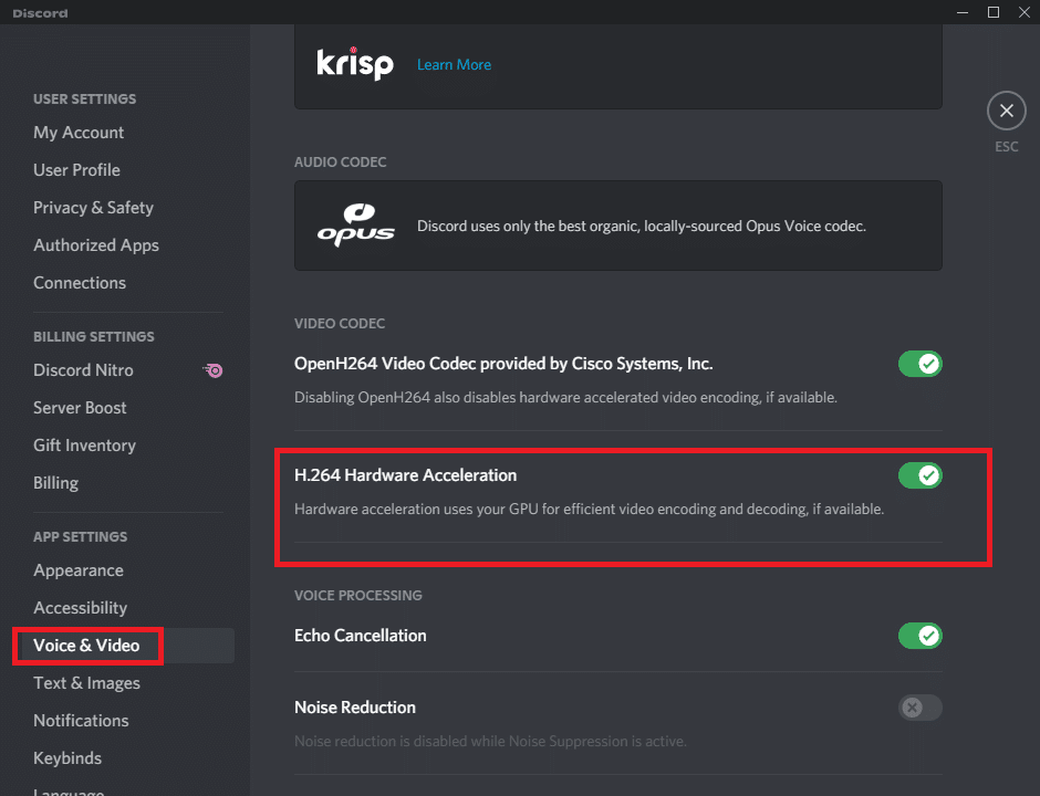 navigate the Hardware Acceleration menu and toggle on the setting . Fix Discord Go Live not appearing