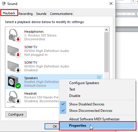 navigate to playback and right click active audio driver and click properties. Fix SADES Headset Not Recognised by Windows 10 Problem