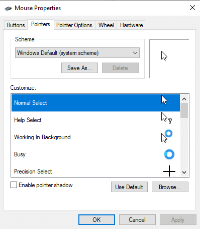 Navigate to Pointers tab in the Mouse Properties Windows. Fix Touchpad Scroll Not Working on Windows 10
