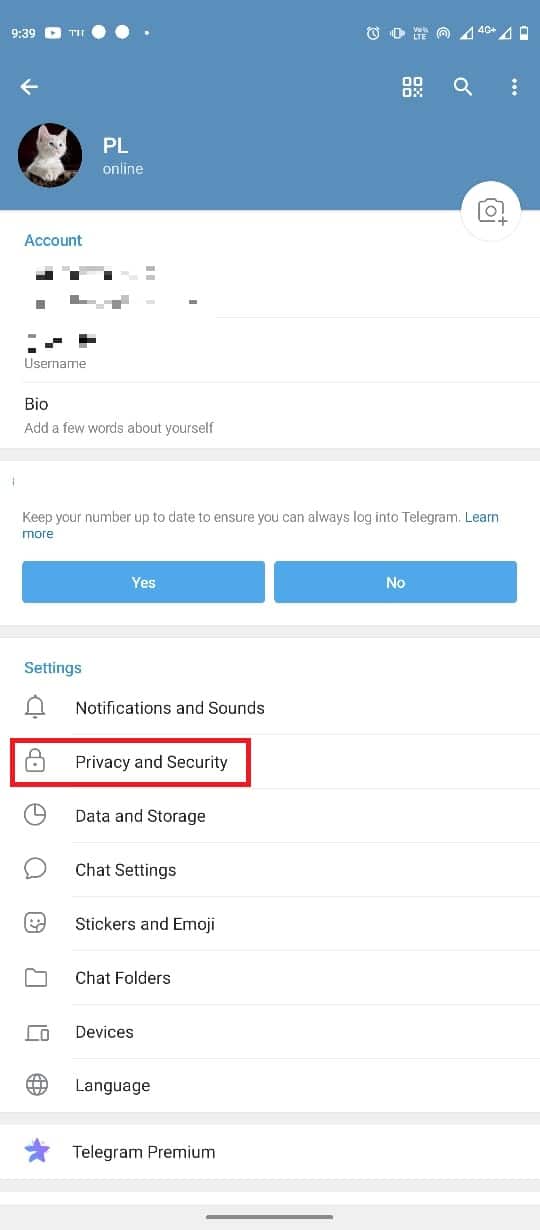 navigate to Privacy and Security. How to Add, Change and Delete Telegram Profile Picture