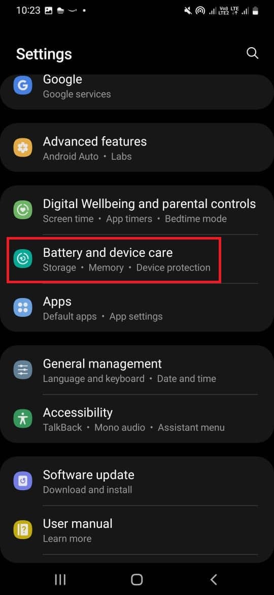 navigate to the Battery and device care