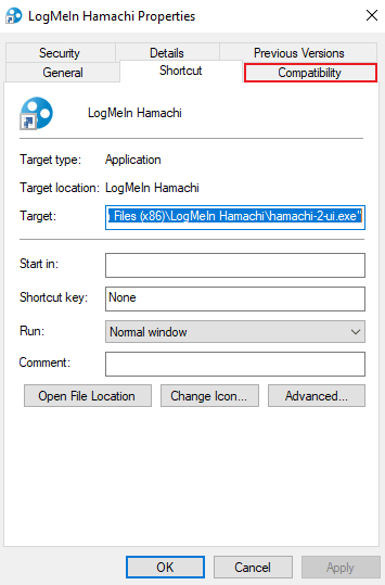 Navigate to the Compatibility tab in it. Fix Hamachi VPN Error in Windows 10