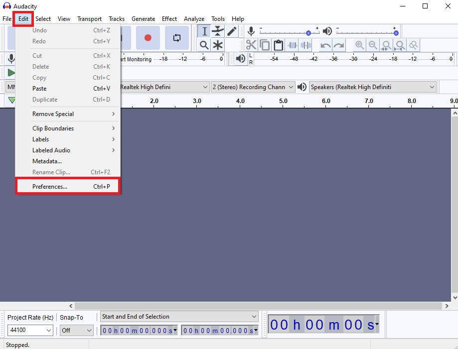 Navigate to the Edit tab and click on Preferences. How to Fix Latency in Audacity in Windows 10