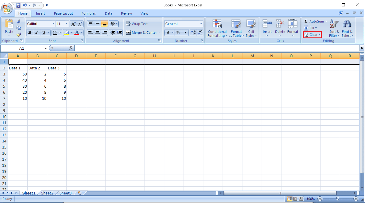 Navigate to the Editing menu in the Home tab and click on the Clear option. excel can't insert new cells
