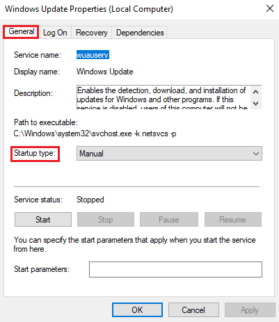 Navigate to the General tab and locate Startup type. Fix Error Code 0x8078012D in Windows 10