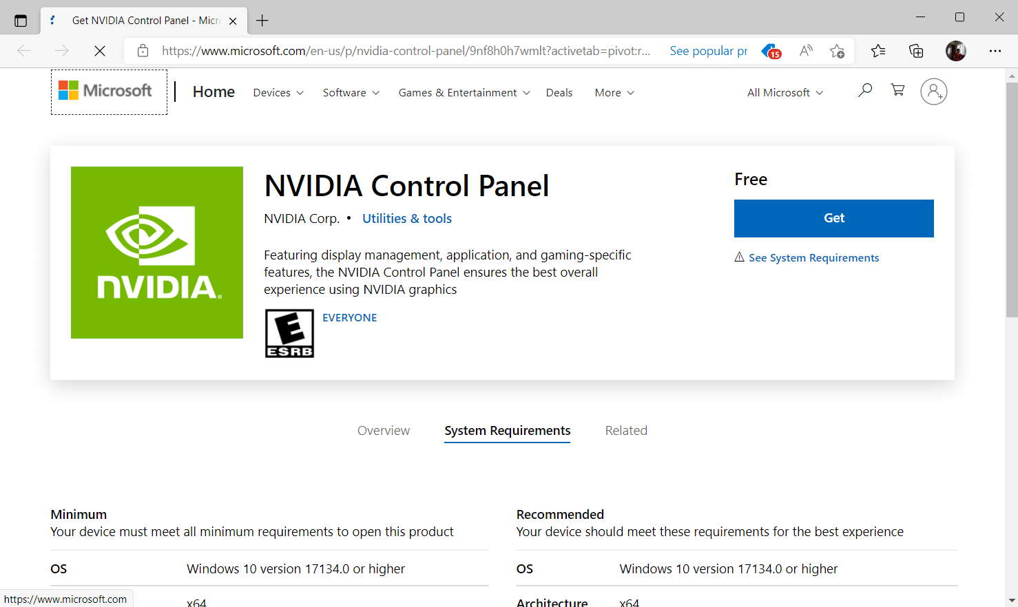 nvidia control panel microsoft store