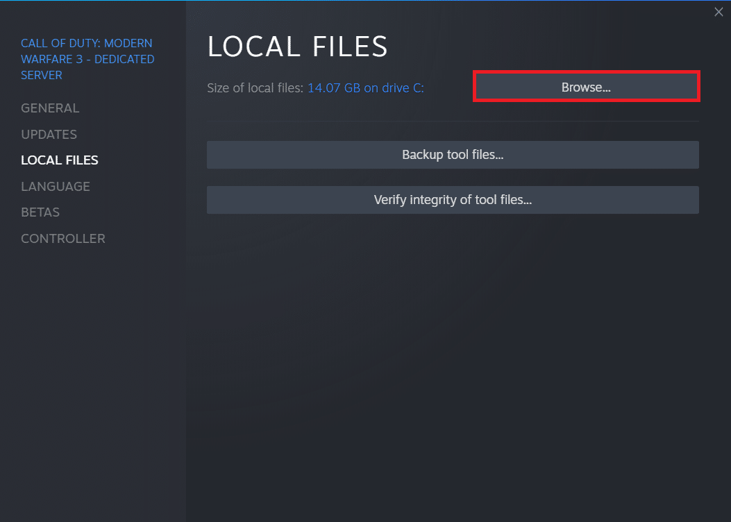 Navigate to the Local files tab and select the Browse… option