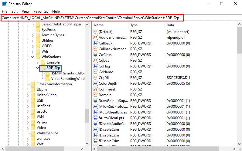 Navigate to the RDP Tcp folder. Fix Remote Desktop Cannot Connect to the Remote Computer