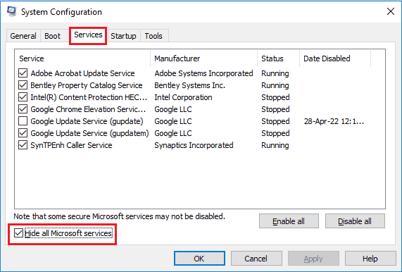 navigate to the Services tab and tick the Hide all Microsoft services option. Fix Twitch Resource Format Not Supported in Windows 10