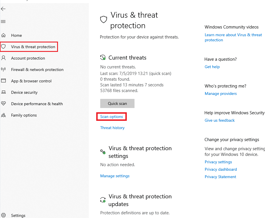 Navigate to the Virus and threat protection tab and click on Scan options. Fix The Procedure Entry Point Error on Windows