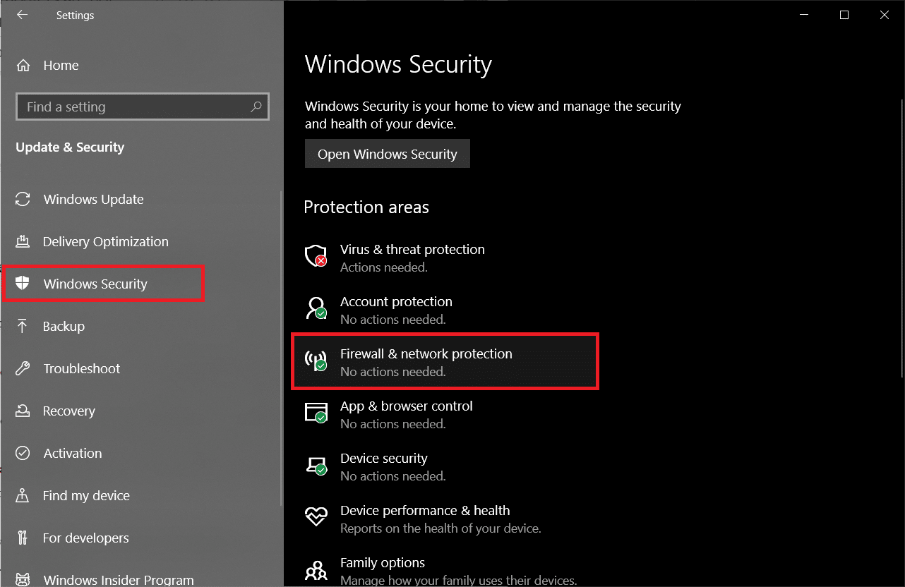 Navigate to Windows Security tab and click on Firewall and network protection item. Fix Computers Not Showing Up on Network in Windows 10