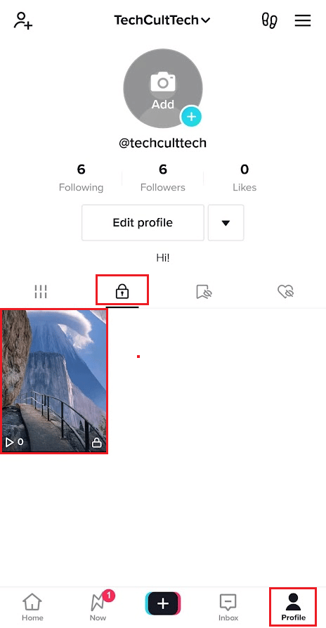 navigate to your profile screen and tap on the Private tab - Private uploaded video | Upload a video from your camera roll to your TikTok draft