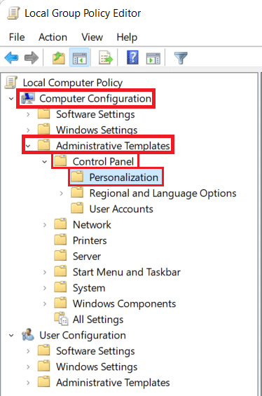 Navigation Pane in Local Group Policy Editor