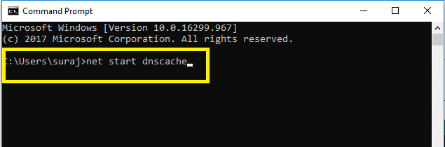 net start dnscache service