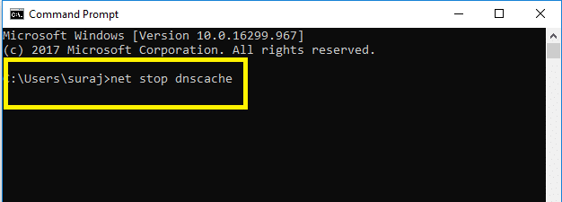 net stop dnscache service