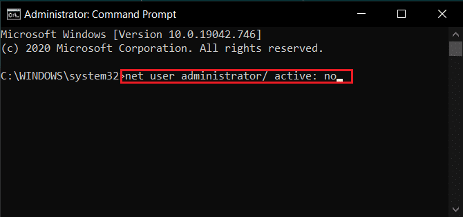 net user administrator active no command