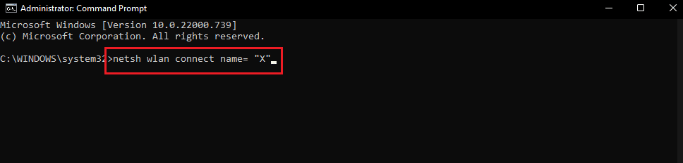 netsh wlan connect name X command prompt