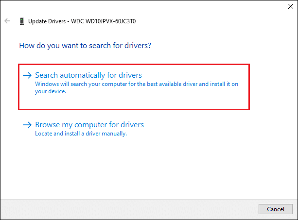 Next, click on Search automatically for drivers as highlighted below.