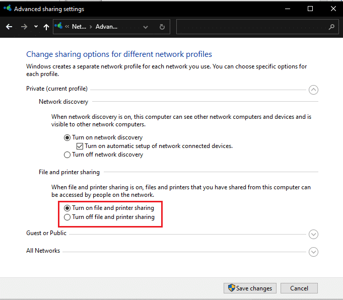 Next, click Turn on file and printer sharing feature to enable. Fix Computers Not Showing Up on Network in Windows 10