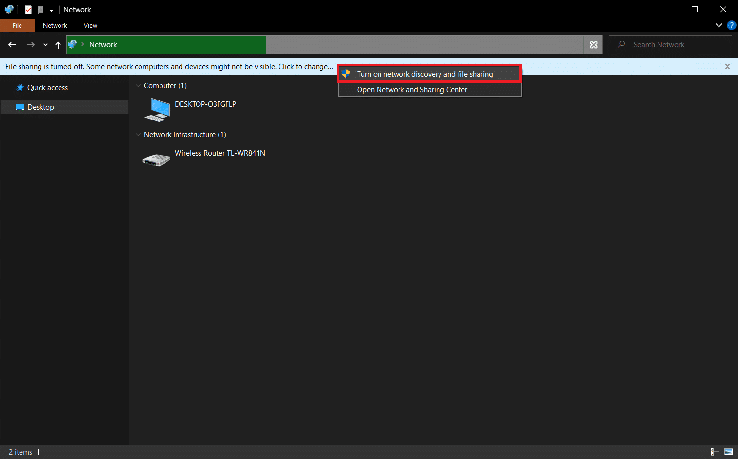 Next, click Turn on network discovery and file sharing option. Fix Computers Not Showing Up on Network in Windows 10