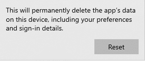 Next, confirm the prompt by clicking on the Reset button again