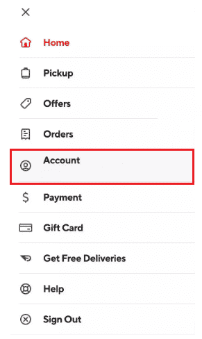 Next, select Account from the drop-down menu.