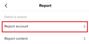 Next, tap on Report account. | How to Delete Someone Else's TikTok Account | how long does it take to delete a TikTok account
