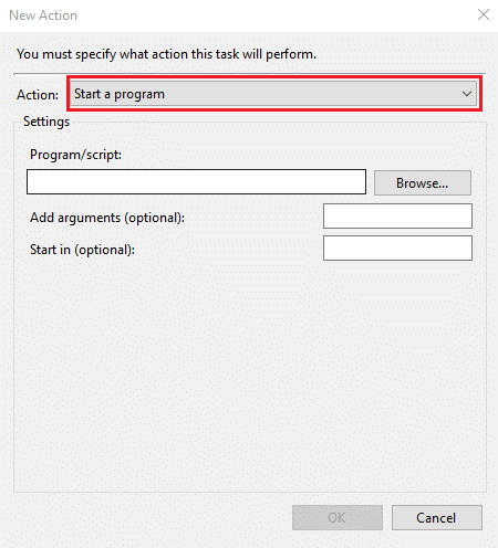 Next to Action Choose start a program from the dropdown. How to Set Alarms in Windows 10 and allow wake timers