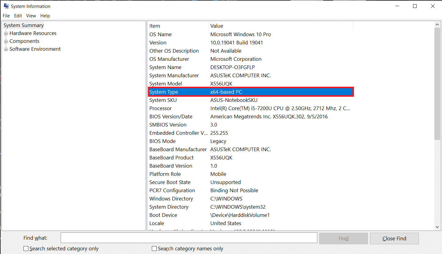 If you are not sure about your system’s architecture, simply execute msinfo32 in the Run command box and check the System Type label in the following window.