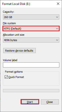 Now, choose any one of FAT, FAT32, exFAT, NTFS, or ReFS options for the internal hard drive and FAT32 for the external hard drive 