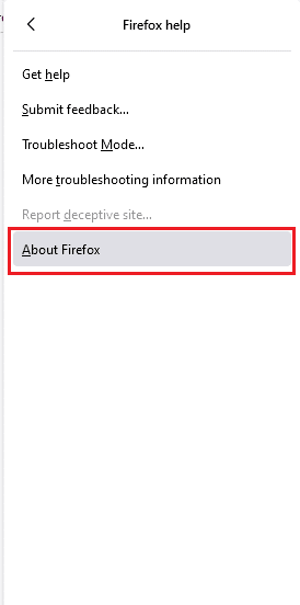 Now, Click on About Firefox.