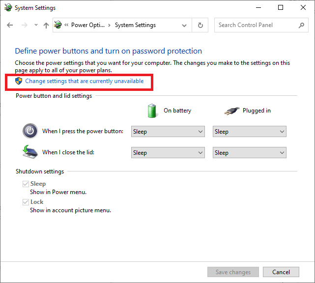 Now, click on Change settings that are currently unavailable under Define power buttons and turn on password protection. How to Fix Ethernet doesn’t have a valid IP configuration Error