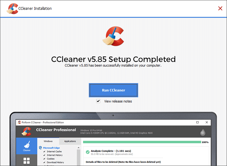 Now, click on Run CCleaner. Win Setup Files