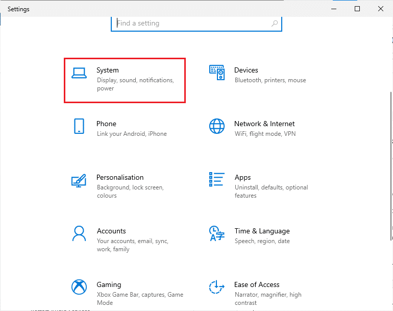 Now, click on System. Fix No Sound in Games on Windows 10