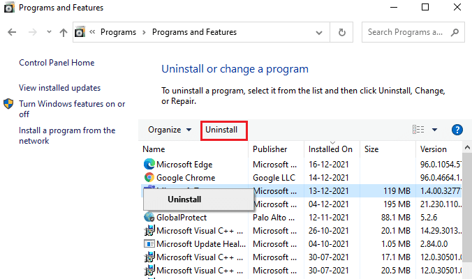 Now, click on TeamViewer and select Uninstall option. Fix Teamviewer Not Connecting in Windows 10