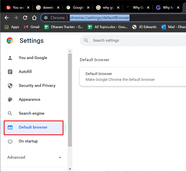 Now, click on the Default browser menu in the left pane 
