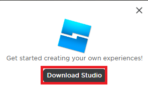 click on the Download Studio to get the Roblox game creation software